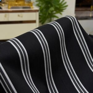 Black Senator Fabric with White Stripes