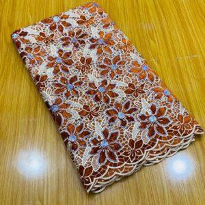 Copper Brown Floral Cord Lace