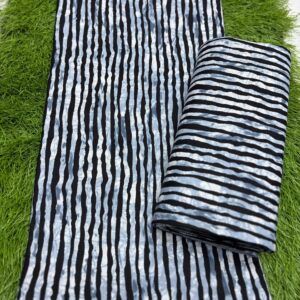 Black & Grey Ankara Fabric – 6 Yards Stripe African Print for Smart Casual & Native Wear