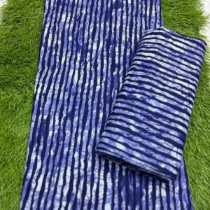 Navy Blue Ankara Fabric – 6 Yards Premium Stripe African Print for Elegant Native Wear