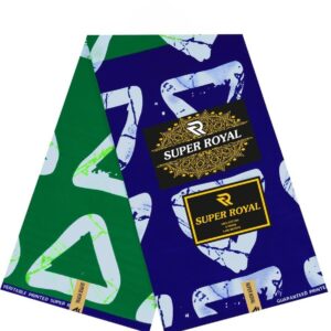 Super Royal Ankara – Blue & Green Contrast Abstract (6 Yards)
