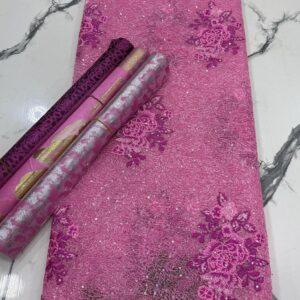 Pink Floral Sequin Lace