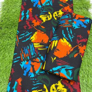 Abstract Multicolor Ankara Fabric (6 Yards) – Premium African Print on Black Base