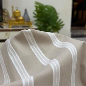 Beige Senator Fabric with White Stripes