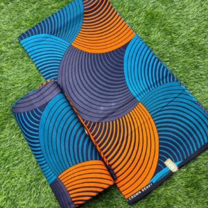 Royal Wave Ankara – Teal & Burnt Orange Flow (6 Yards)
