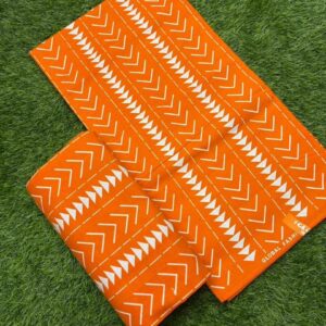 Heritage Stripe Ankara – Vibrant Orange Tribal Lines (6 Yards)