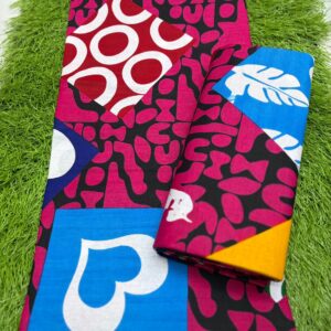 Pink Geometric Patch Ankara Fabric (6 Yards) – Modern African Print