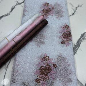 White & Mauve Floral Lace