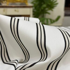 Ivory Senator Fabric with Black Stripes