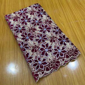 Burgundy Floral Cord Lace
