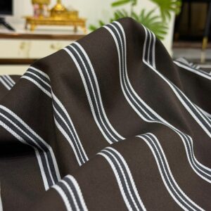 Coffee Brown Senator Fabric with White Stripes