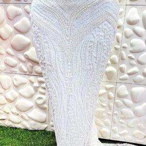 White Luxury Beaded Lace Fabric – Bridal Crystal Embellished 5 Yards