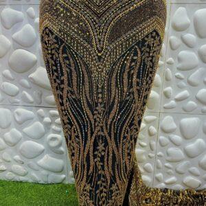Black & Gold Luxury Lace Fabric – Heavy Beaded Royal Design 5 Yards
