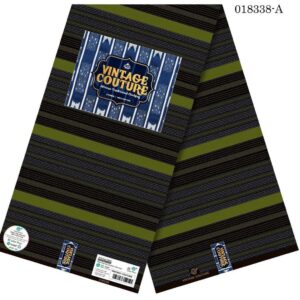 Vintage Couture Olive Heritage Stripe Ankara (018338-A)