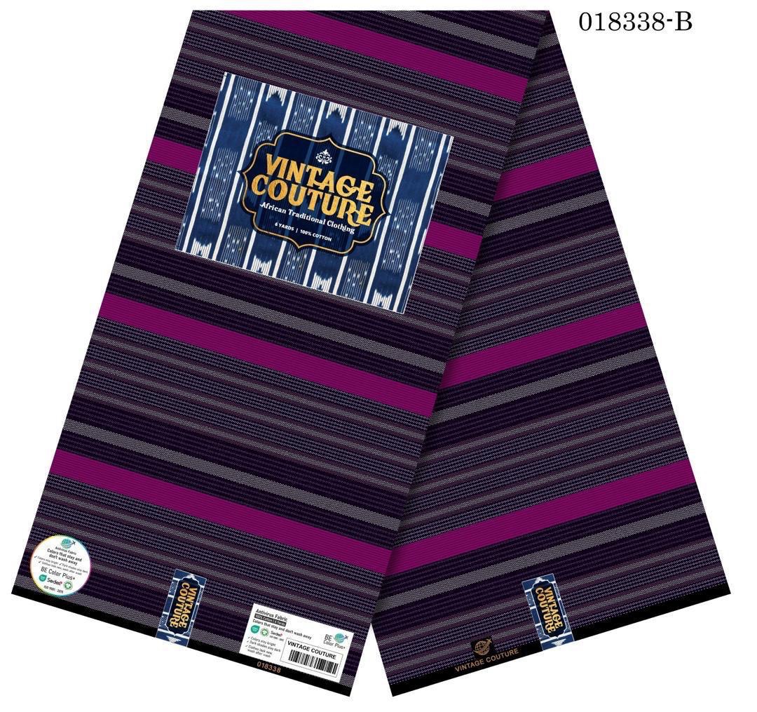 Vintage Couture Magenta Luxe Stripe Ankara (018338-B) 1 Vintage Couture Magenta Luxe Stripe Ankara (018338-B)