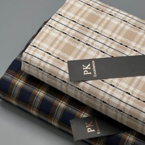 PK Excellence Premium Fabric Set – Beige Pattern & Navy Check